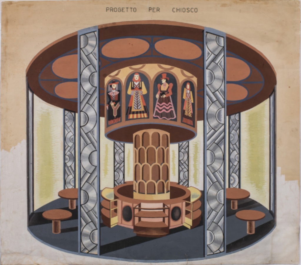 Bozzetto per padiglione pubblicitario ENIT, 1939-1940